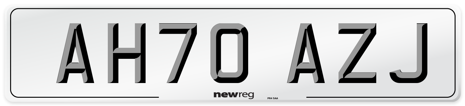 AH70 AZJ Number Plate from New Reg